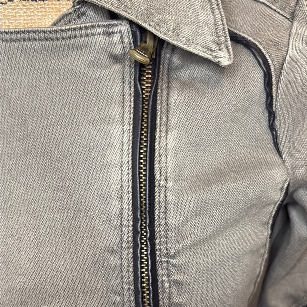 Blank NYC Olive Grey and Black Moto Jacket with Fitted Silhouette - Picture 4 of 16